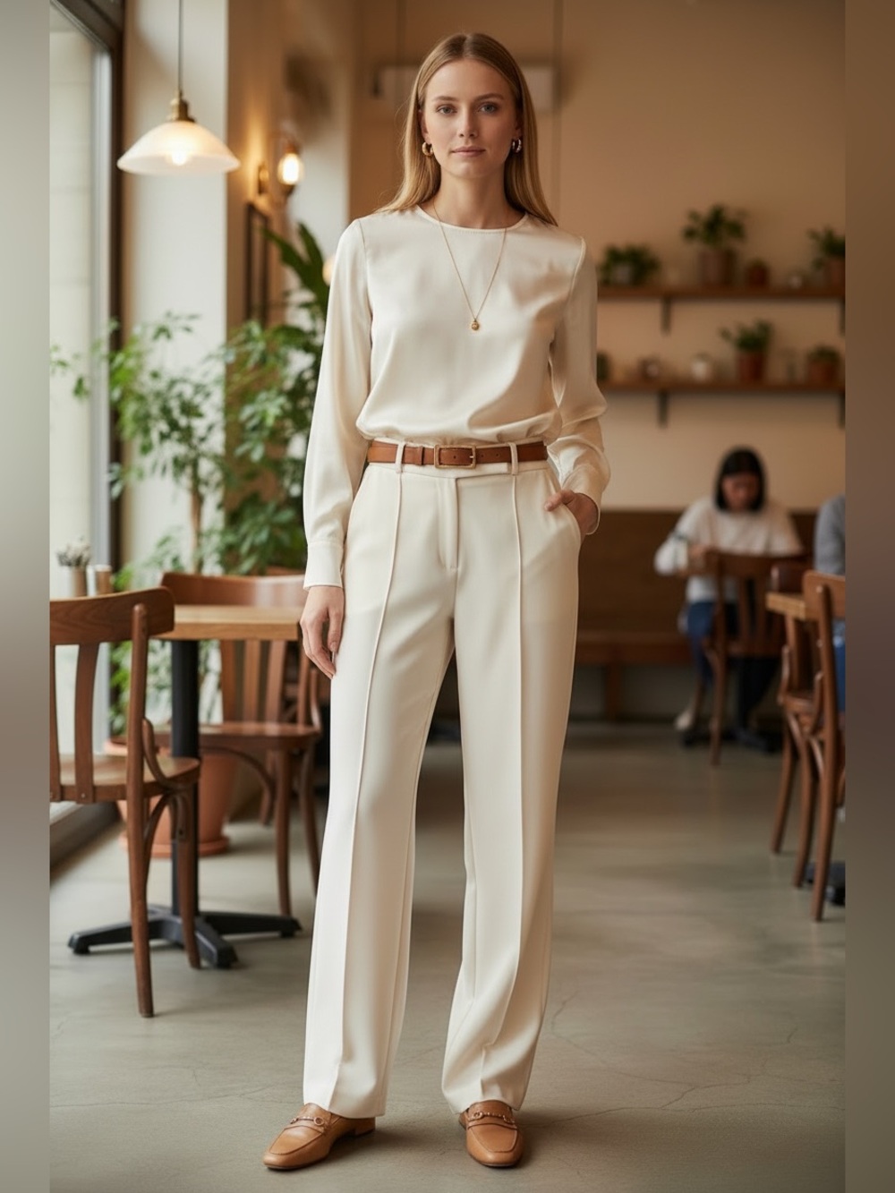 SPANX Opacity Crepe Trousers Women’s M NWT Parchment Color NEW 🔥